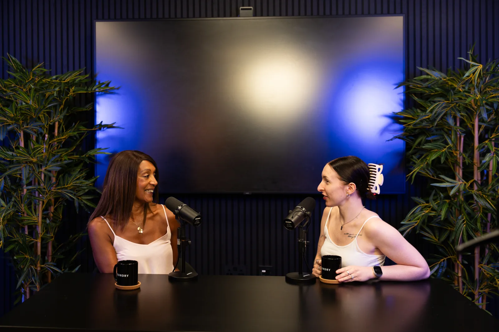 The big one, guests recording on the dark LED set